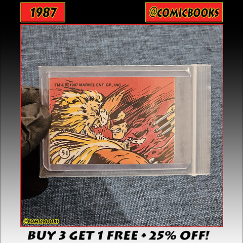 1987 Wolverine Versus Sabretooth Mini Sticker Card